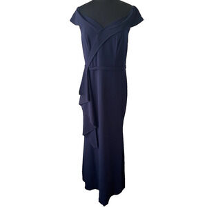 NWT Alisa Pan Ruffled Formal Maxi Dress Womens Size XL Navy Off Shoulder